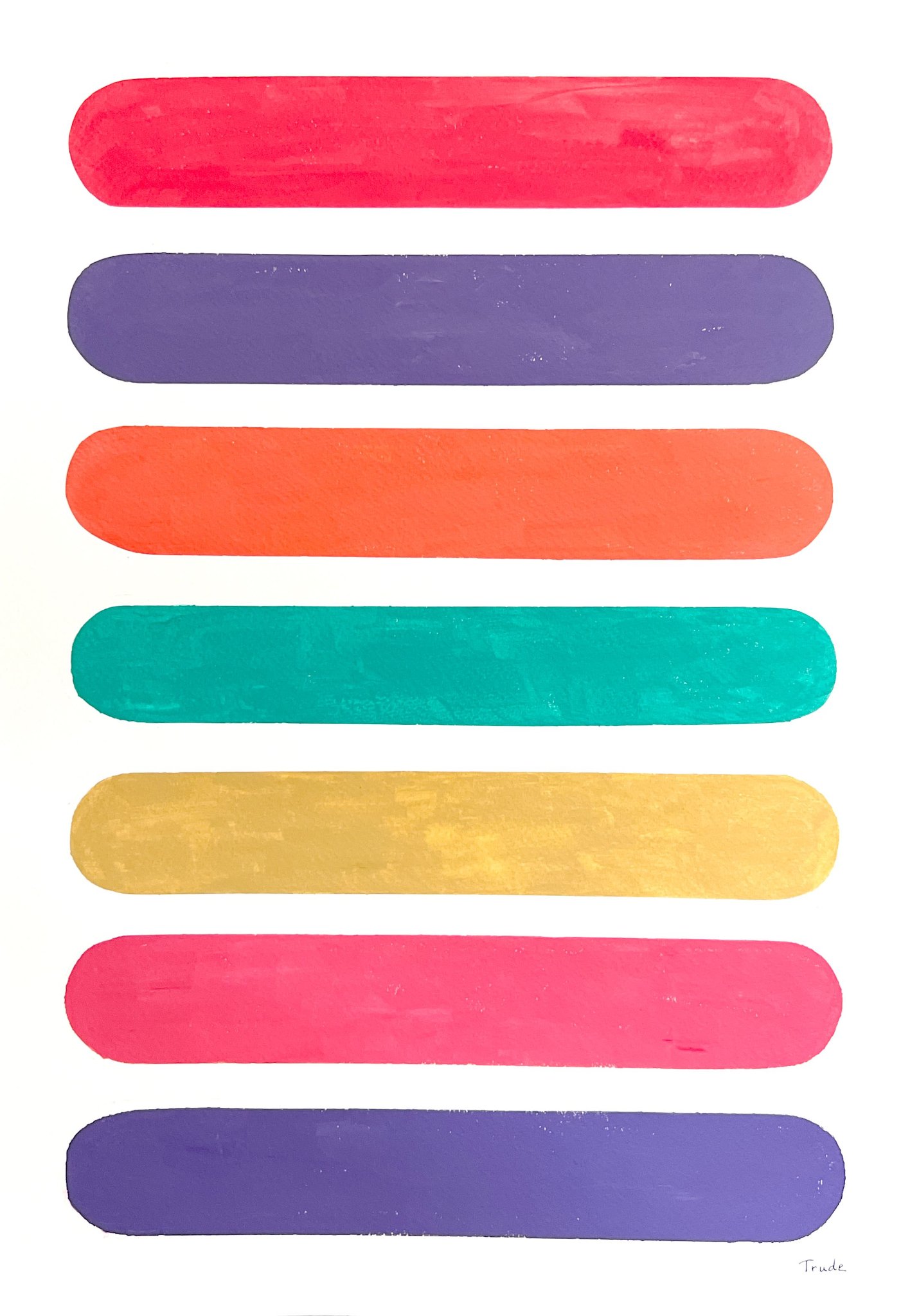 Seven rounded bars of saturated colour stacked vertically